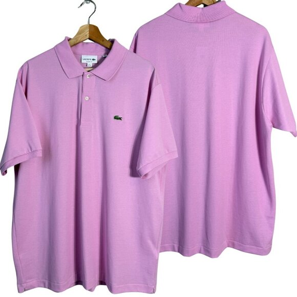 Lacoste Short Sleeve Polo Shirt Men's 7 XXL Pink Classic Fit Preppy Designer NWT - Picture 1 of 12